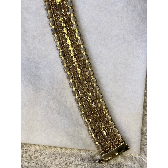 Vintage hobe bracelet red white crystal rhinestone Goldtoned clasp needs repair - Picture 4 of 9